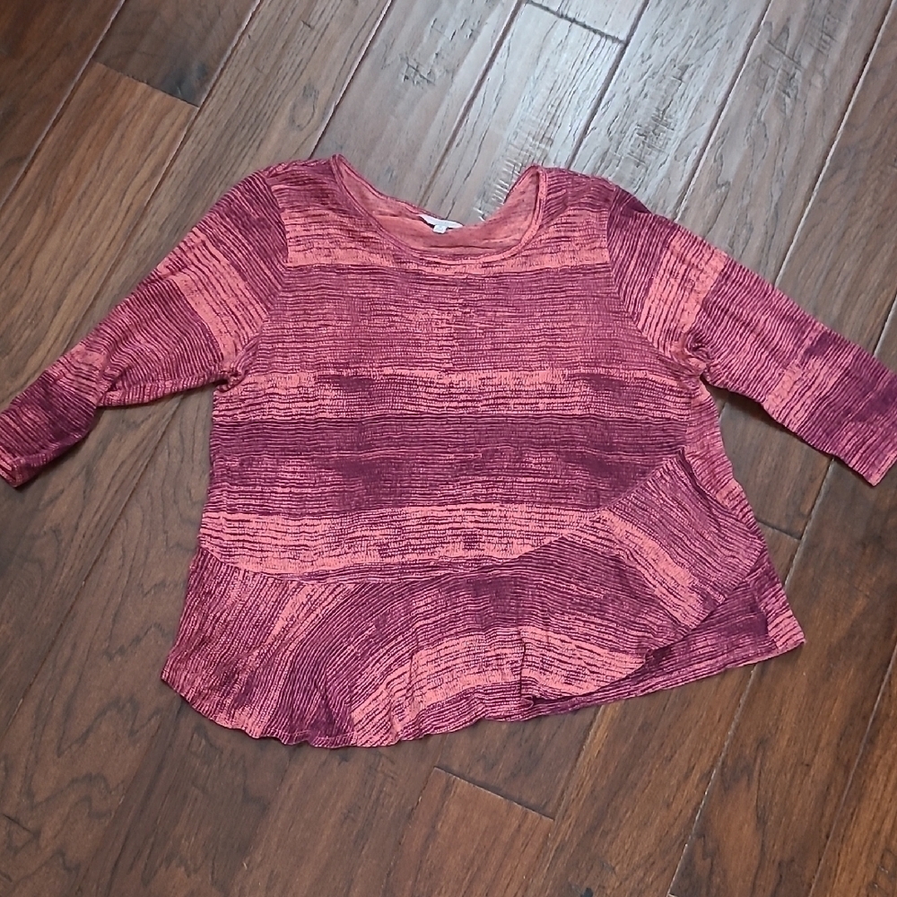 Lucky Brand Pink & Red Asymmetrical Hem Blouse size 1X